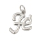 Brass Charms, Character FE, with Jump Ring, Cadmium Free & Lead Free, Rack Plating, Long-Lasting Plated, Platinum, 14.5x13x1.6mm, Hole: 3.4mm
