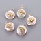 Natural Cultured Freshwater Pearl Pendants, with Brass Micro Pave Cubic Zirconia Cabochons, Nuggets with Eye, Clear, Golden, 14~28x12~22x5~12mm, Hole: 1.2mm