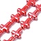 Handmade Porcelain Beads, Bright Glazed Porcelain, Cross, Crimson, 16~17x13~13.5x5.5mm, Hole: 1.4mm, about 20pcs/strand, 13.39 inch(34cm)