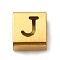 Ion Plating(IP) 304 Stainless Steel Square Slide Charms, Golden, Letter J, 9x8x4mm, Hole: 3.5x8.5mm