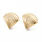 Brass Stud Earring Findings, Long-Lasting Plated, Nickel Free, Shell Shape, with Loop, Shell Shape, 17x18mm, Hole: 2mm, Pin: 0.8mm