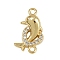 Brass Micro Pave Clear Cubic Zirconia Beads, Whale with Heart, Cadmium Free & Lead Free, Long-Lasting Plated, Real 18K Gold Plated, Clear, 17x10.5x4.5mm, Hole: 1.5mm