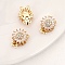 Brass with Cubic Zirconia Pendant, Flower, Rotatable Flower Charms, Light Gold, 20x15x11mm, Hole: 1.6mm