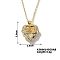Brass Micro Pave Cubic Zirconia Heart Pendant Necklace Fashion Jewelry, Light Khaki, show in picture