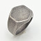 304 Stainless Steel Finger Rings, Hexagon, Antique Silver, US Size 7(17.3mm)