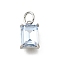 Brass Glass Charms, Rectangle Charms, With Jump Rings Loop, Lead Free & Cadmium Free, Rack Plating, Lasting Plated, Faceted, Platinum, 10x7x4mm, Hole: 3mm