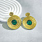Flat Round Alloy Rhinestone Stud Earrings, Golden, 50mm