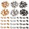 180Pcs 6 Style Zinc Alloy Ribbon Crimp Ends, Crimp End Findings, Mixed Color, 9.5~10x7~9mm, Hole: 1.4mm, 30pcs/style