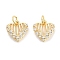 Brass Zircon Pendants, with Jump Ring, Heart, Clear, Real 18K Gold Plated, 12x11.5x5x3mm
