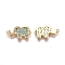Brass Micro Pave Cubic Zirconia Normal Links, Elephant, Light Sky Blue, Golden, 11x19.5x2mm, Hole: 1mm