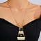 Brass Heart & Geometric Shapes Pendant Necklaces, Real 18K Gold Plated, 25.91 inch(65.8cm)