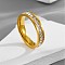 304 Stainless Steel Crystal Rhinestone Finger Rings, Golden, US Size 8(18.1mm)