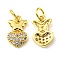 Rack Plating Brass Micro Pave Cubic Zirconia Charms, with Jump Ring, Butterfly with Heart, Real 18K Gold Plated, 13x8x2mm, Hole: 3.2mm