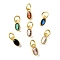Brass Micro Pave Cubic Zirconia Pendants, Oval Charms, with Jump Rings, Cadmium Free & Lead Free, Long-Lasting Plated, Rack Plating, Real 18K Gold Plated, Mixed Color, 8.5x4x2mm, Hole: 3mm