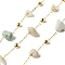 Handmade Natural Amazonite Chip Beaded Chains, Soldered, with Rack Plating Brass Findings, Long-Lasting Plated, Lead Free & Cadmium Free, with Spool, Real 18K Gold Plated, 5~14x2~7x3~7mm