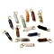 Natural & Synthetic Gemstone Pendants, Column Charms with with 304 Stainless Steel Jump Rings, Golden, Mixed Dyed and Undyed, 18.5~19x4~4.5mm, Hole: 3.5mm