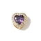 Brass Micro Pave Cubic Zirconia Beads, Heart, Rack Plating, Long-Lasting Plated, Cadmium Free & Lead Free, Real 18K Gold Plated, Blue Violet, 9.5x9.5x6.5mm, Hole: 4.5x2.5mm
