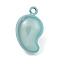 Brass Bell Pendants, Magatama, Light Blue, 28x16x17mm, Hole: 3mm