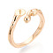 Brass Cuff Ring Settings, for Half Drilled Beads, Real 18K Gold Plated, Pin: 0.8mm, 9~9.8mm, Inner Diameter: 16~17.1mm
