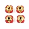 Brass Beads, with Enamel, Rondelle, Golden, Cerise, 7x7x5mm, Hole: 1.6mm
