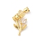 Brass Pave Clear Cubic Zirconia Pendants, Flower, Real 18K Gold Plated, 18.5x11.5x3.5mm, Hole: 1.4mm