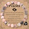 12 Constellations Natural Zebra Jasper Round Beaded with Enamel Heart Charm Bracelets, Golden, Pisces, 7-3/4 inch(19.8cm)