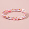 3Pcs Glass Seed Beads Stretch Bracelet Set for Women, Cylinder & Round, Pink, 6.50 inch(16.5cm)
