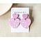 Acrylic Dangle Stud Earrings, Heart, Pearl Pink, 40x28mm