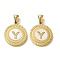 Ion Plating(IP) 304 Stainless Steel Pendants, Flat Round Shell Charms with Letter, Golden, Letter Y, 20.5x17.5x1.5mm, Hole: 2.5x4.5mm