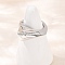 Brass Micro Pave Cubic Zirconia Adjustable Cuff Rings, Platinum, 13mm, Inner Diameter: Adjustable