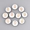 Natural Freshwater Shell Beads, with Golden Plated Brass Metal Embellishments, Flat Round with Number, Number, 8x4.5mm, Hole: 0.8mm