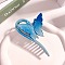 Plastic Claw Hair Clips, Two Tone, Butterfly, Steel Blue, 110x70mm