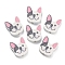 Printed Wood Beads, Dog, White, 19.5x18x5.5mm, Hole: 3mm