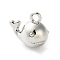 Brass Charms, Cadmium Free & Nickel Free & Lead Free, Dolphin, Platinum, 9x10x6mm, Hole: 1.4mm