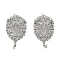Teardrop Brass Micro Pave Clear Cubic Zirconia Stud Earring Findings, Platinum, 14x8.5mm, Hole: 1.2mm, Pin: 10x0.8mm