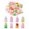 40Pcs 8 Colors Gradient Color Opaque Resin Pendants, with Glitter Powder and Platinum Tone Iron Peg Bails, Bear, Mixed Color, 21x11x6.5mm, Hole: 2mm, 5pcs/color