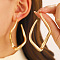 Rhombus Alloy Stud Earrings, Golden, 50mm