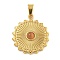 Ion Plating(IP) 304 Stainless Steel Pendants, with Cat Eye, Flat Round, Golden, 23x20x4mm, Hole: 5x3mm