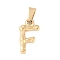 304 Stainless Steel Pendants, Bamboo Style, Letter, Ion Plating(IP), Real 18K Gold Plated, Letter.F, 19x11x3mm, Hole: 3x7mm