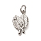 Brass Micro Pave Clear Cubic Zirconia Pendants, Leaf, with Jump Ring, Long-Lasting Plated, Cadmium Free & Lead Free, Rack Plating, Platinum, 16x10x3.5mm, Hole: 3mm