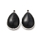 304 Stainless Steel Pendants, with Cat Eye, Teardrop, Black, 22x14x7.4mm, Hole: 1.4mm