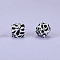 Colorful Pattern Printed Silicone Focal Beads, Black, 17x22.5x23mm, Hole: 3mm