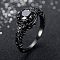 Flat Round Brass Jet Rhinestone Finger Rings, Black, US Size 10(19.8mm)