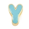 Brass Enamel Beads, Cadmium Free & Lead Free, Rack Plating, Long-Lasting Plated, Real 18K Gold Plated, Letter Y, 14x10x6mm, Hole: 3x11mm