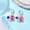 Brass Glass Leverback Earrings, Star, Platinum, 34x19mm