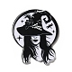印刷されたアクリルパーツ  魔女の帽子のチャームが付いたヘカテ  ブラック  40x33x2.5mm  穴：1.8mm MACR-G059-10D-2
