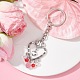 Porte-clés pendentif cœur en alliage et perles de verre KEYC-JKC00621-2