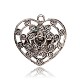 Antique Silver Plated Alloy Rhinestone Pendants for Valentine's Day ALRI-J160-01AS-2