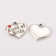 Wedding Theme Antique Silver Tone Tibetan Style Heart with Aunt of Bride Rhinestone Charms TIBEP-N005-09D-1