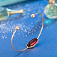 Bracelets de couple manchette en verre ovale en laiton à la mode pour femmes BJEW-BB16074-C-9